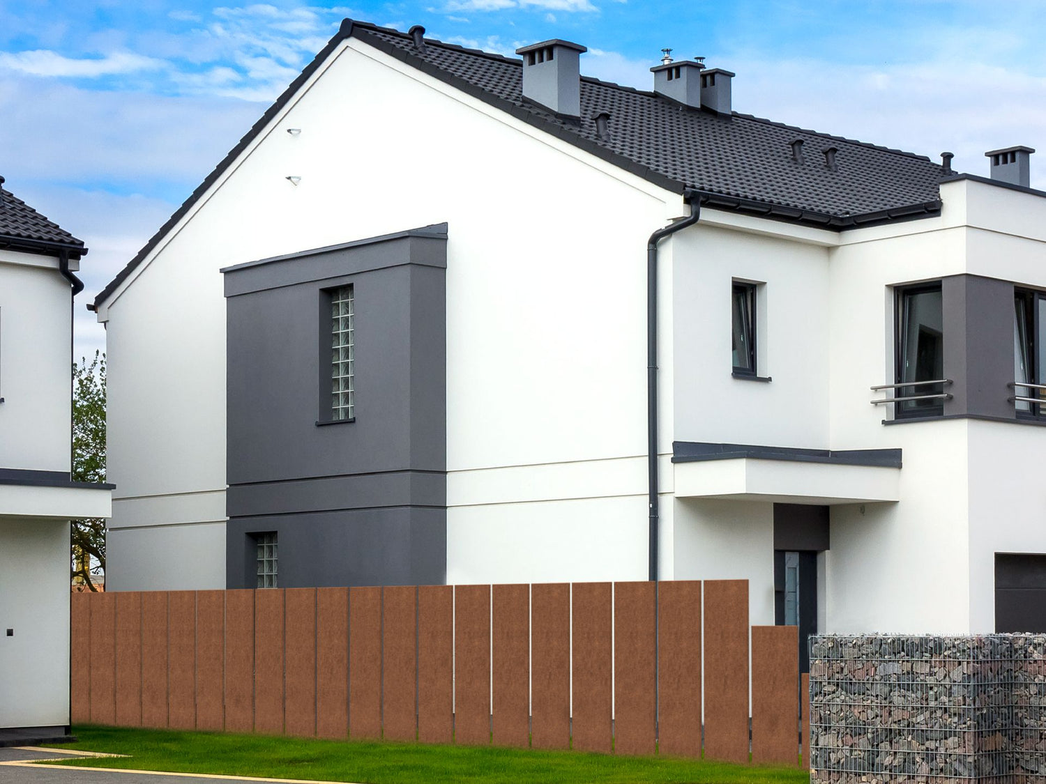 Cortenstahl Palisaden-Sichtschutz Zaun