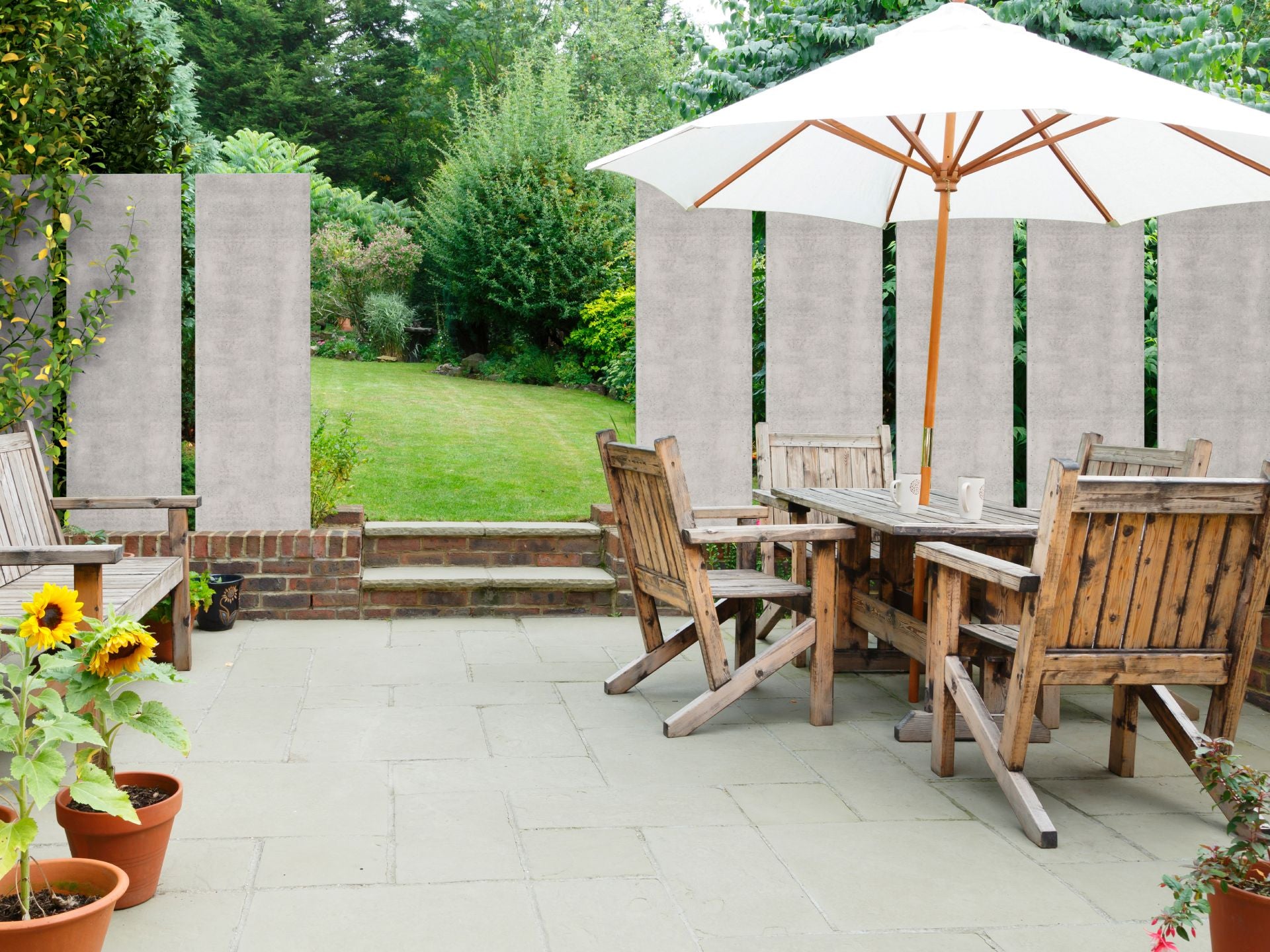 Beton Palisaden-Sichtschutz Terrasse